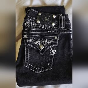 Miss Me Women's Black Jeans with Silver Embellishments